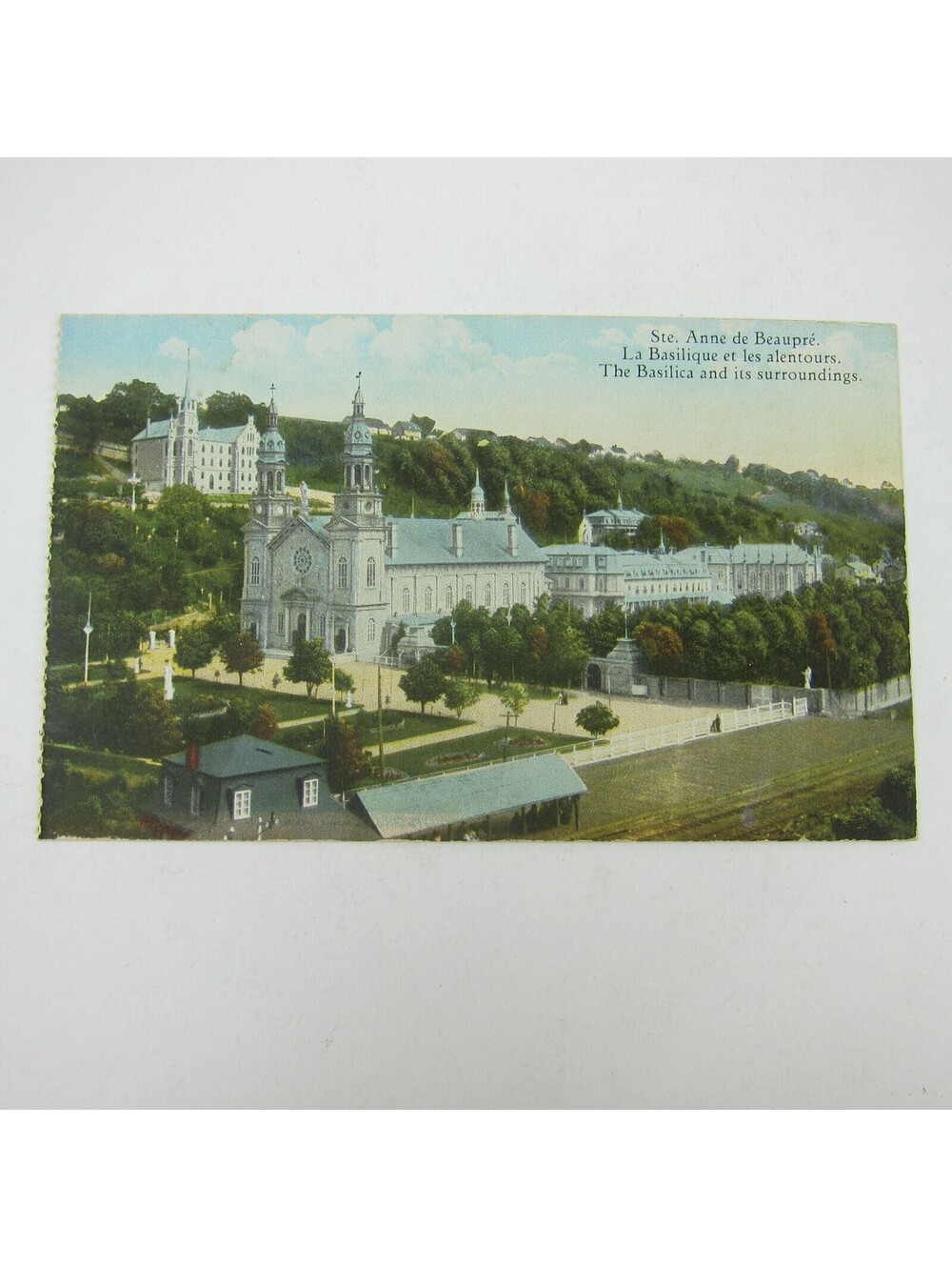 Postcard Quebec Canada Sainte Ste Anne De Beaupre Basilica & Surrounding Antique